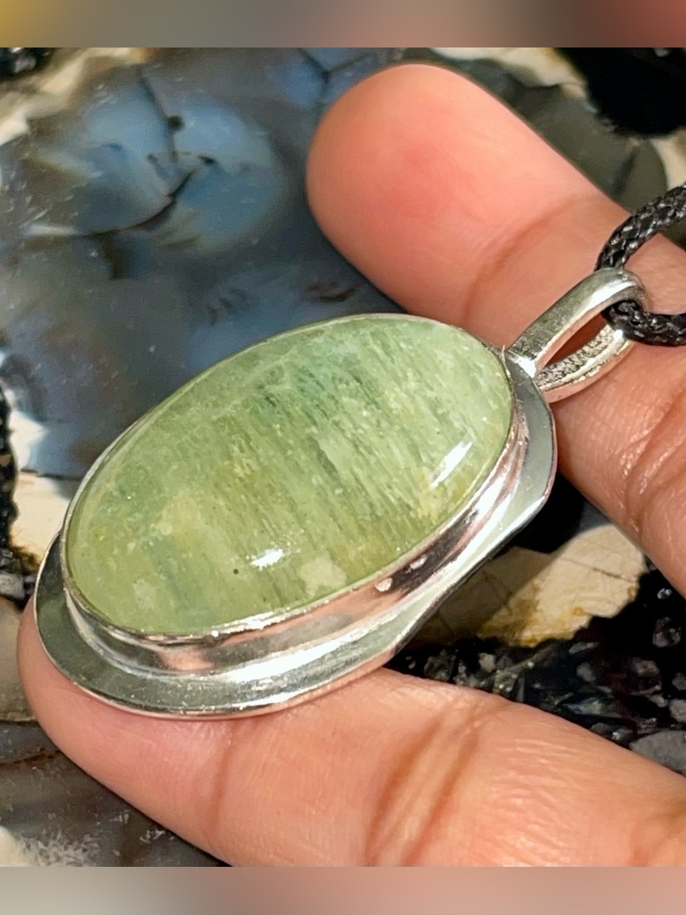 Dainty Aquamarine Crystal Pendant 1 7/8”